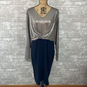 6Th&LN Black and Silver front Crossover Dress